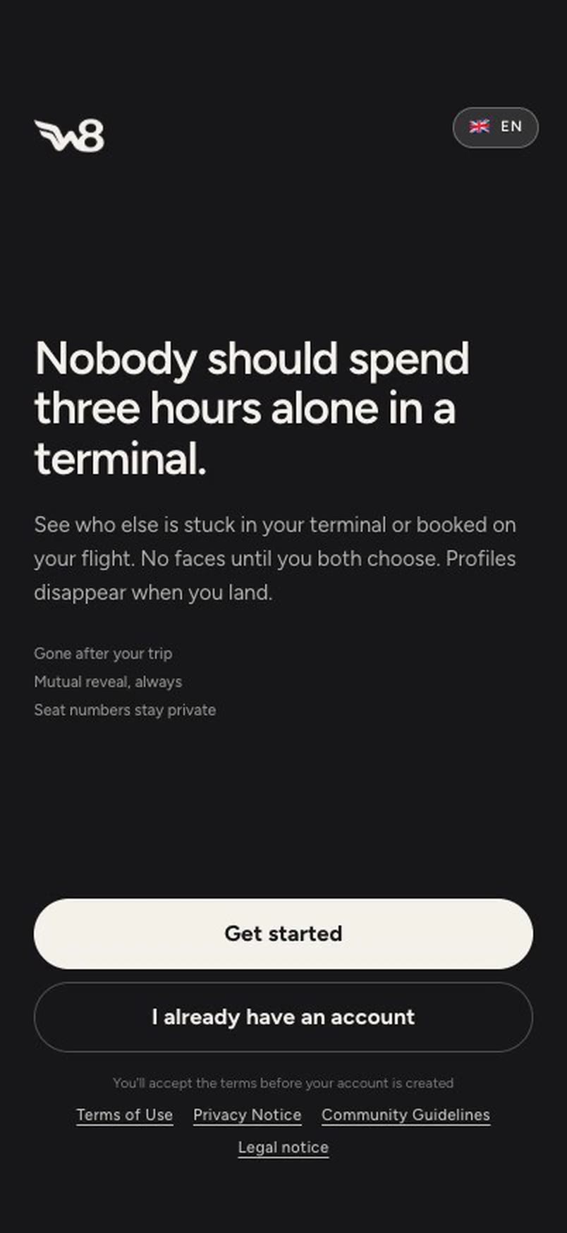 Wingmate app on iPhone
